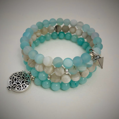 Aqua Sardonyx, Crazy Lace Agate & Aqua Jade Aromatherapy Bracelet