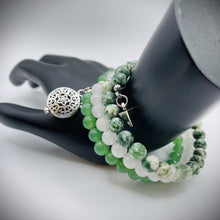 Green Aventurine, White Jade & Green Spot Stone Aromatherapy Bracelet