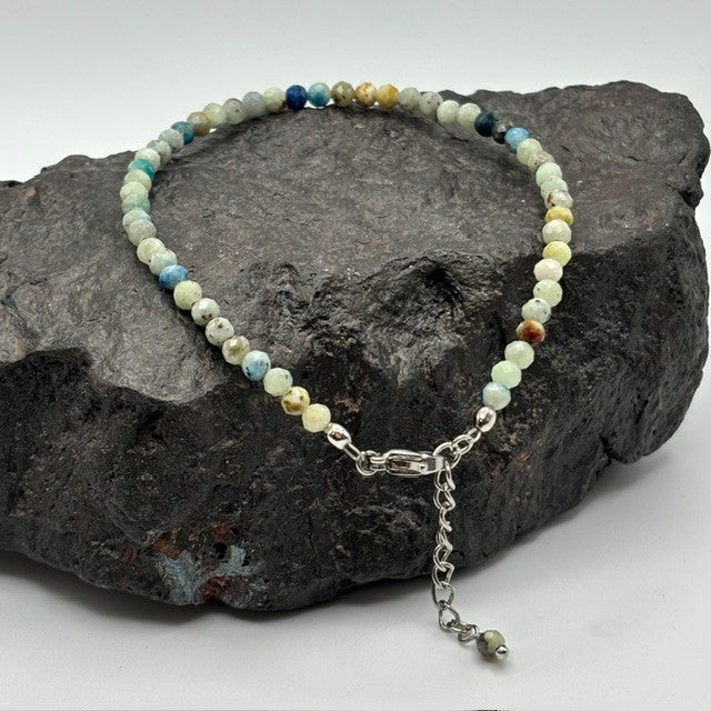 Azurite in Calcite Tiny Stone Bracelet