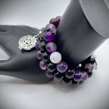 Purple Labradorite, Black Agate & Purple Striped Agate Aromatherapy Bracelet