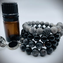 Labradorite, Obsidian and Black Picture Jasper Aromatherapy Bracelet