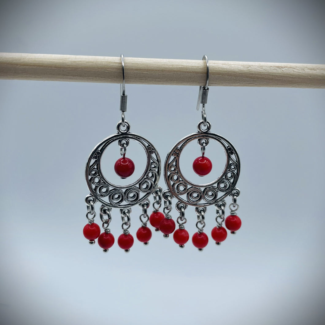 Red Bamboo Coral Earrings
