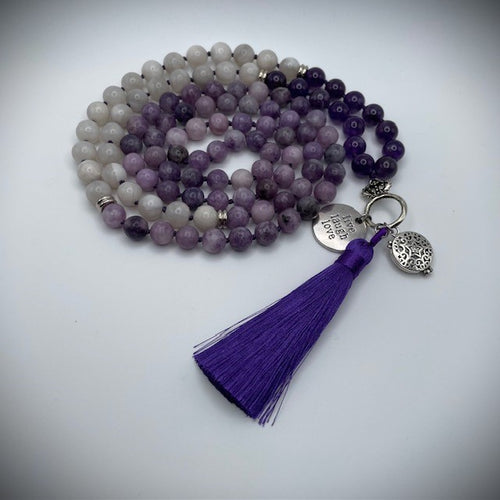 Amethyst, Crazy Lace Agate & Lepidolite Aromatherapy Mala