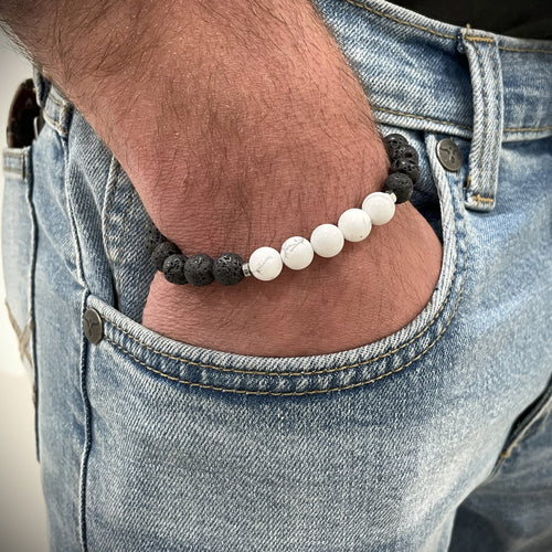White Howlite Men's Aromatherapy Bracelet