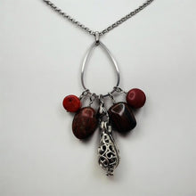 Red Sponge Coral, Red Tiger Iron, Red Jasper and Red Magnesite Aromatherapy Necklace