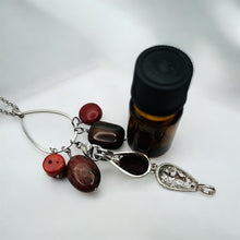 Red Sponge Coral, Red Tiger Iron, Red Jasper and Red Magnesite Aromatherapy Necklace
