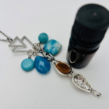Blue Magnesite, Blue Striped Agate, Blue Crazy Lace Agate & Aqua Jade Aromatherapy Necklace
