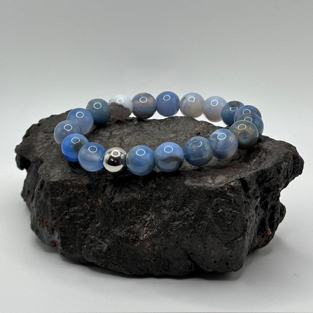Steel Blue Natural Agate Bracelet