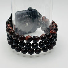 Red Tiger Eye, Black Agate and Heliotrope Apple Watch Band