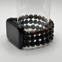 Red Tiger Eye, Obsidian and Heliotrope Apple Watch Band