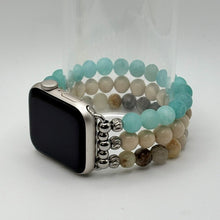 Amazonite, Fossil Stone and Aqua Jade Apple Watch Band