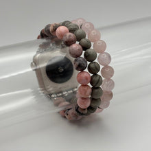 Rose Quartz, Silverline Jasper and Pink Zebra Jasper Gemstone Apple Watch Band