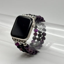 Purple Striped Agate, Obsidian and Purple Larvikite Apple Watch Band