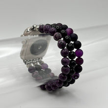 Purple Striped Agate, Obsidian and Purple Larvikite Apple Watch Band