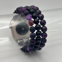 Purple Striped Agate, Obsidian and Purple Larvikite Apple Watch Band