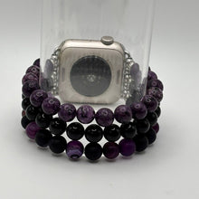 Purple Striped Agate, Obsidian and Purple Larvikite Apple Watch Band