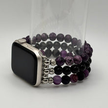 Purple Striped Agate, Obsidian and Purple Larvikite Apple Watch Band