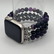 Purple Striped Agate, Obsidian and Purple Larvikite Apple Watch Band