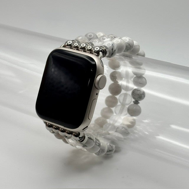 White Howlite, Crystal Quartz and Crazy Lace Agate Apple Watch Band
