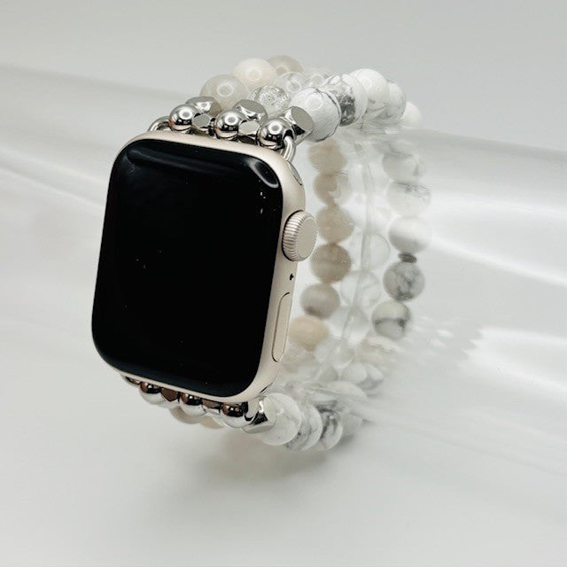 White Howlite, Crystal Quartz and Crazy Lace Agate Apple Watch Band