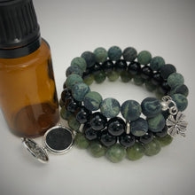 Taiwan Jade, Black Agate & Kambaba Jasper Aromatherapy Bracelet