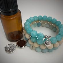 Amazonite, Fossil Stone & Aqua Jade Aromatherapy Bracelet