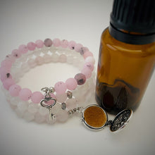Cherry Blossom Jasper, White Jade & Rose Quartz Aromatherapy Bracelet