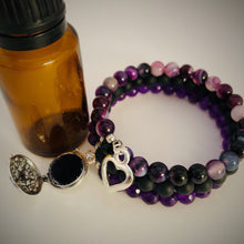 Purple Striped Agate, Black Agate & Purple Jade Aromatherapy Bracelet